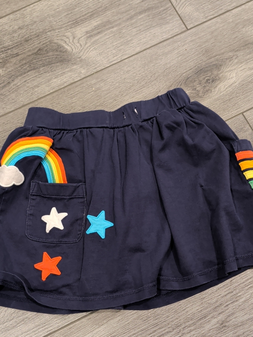 Hanna Andersson Navy Skirt with Rainbow & Star Patches